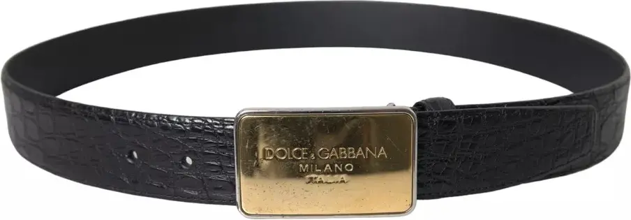 Dolce & Gabbana Bel-kamar Import charm Black Gold Metal Buckle