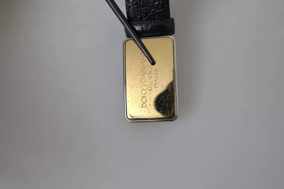 Dolce & Gabbana Bel-kamar Import charm Black Gold Metal Buckle