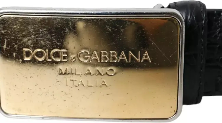 Dolce & Gabbana Bel-kamar Import charm Black Gold Metal Buckle