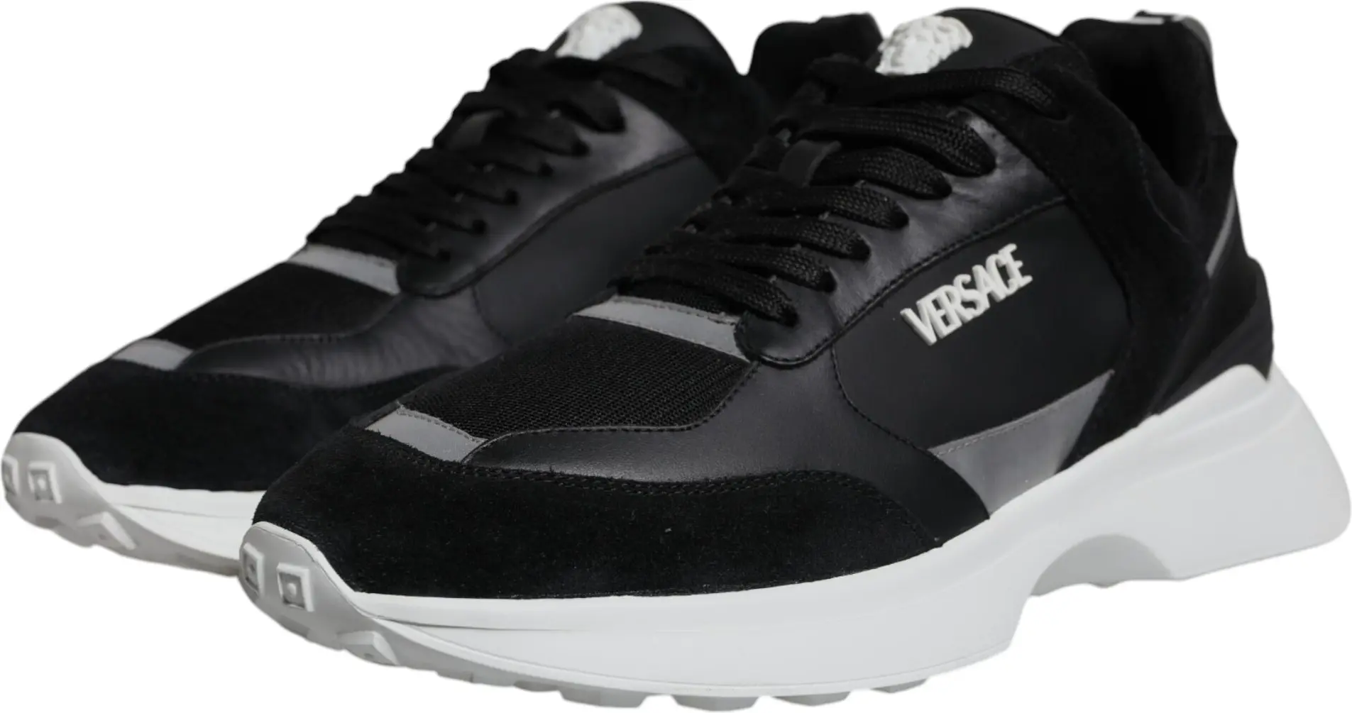 Sneakers Versace Black Canvas Quad Fabric Medusa Low Top Sneaker Shoes
