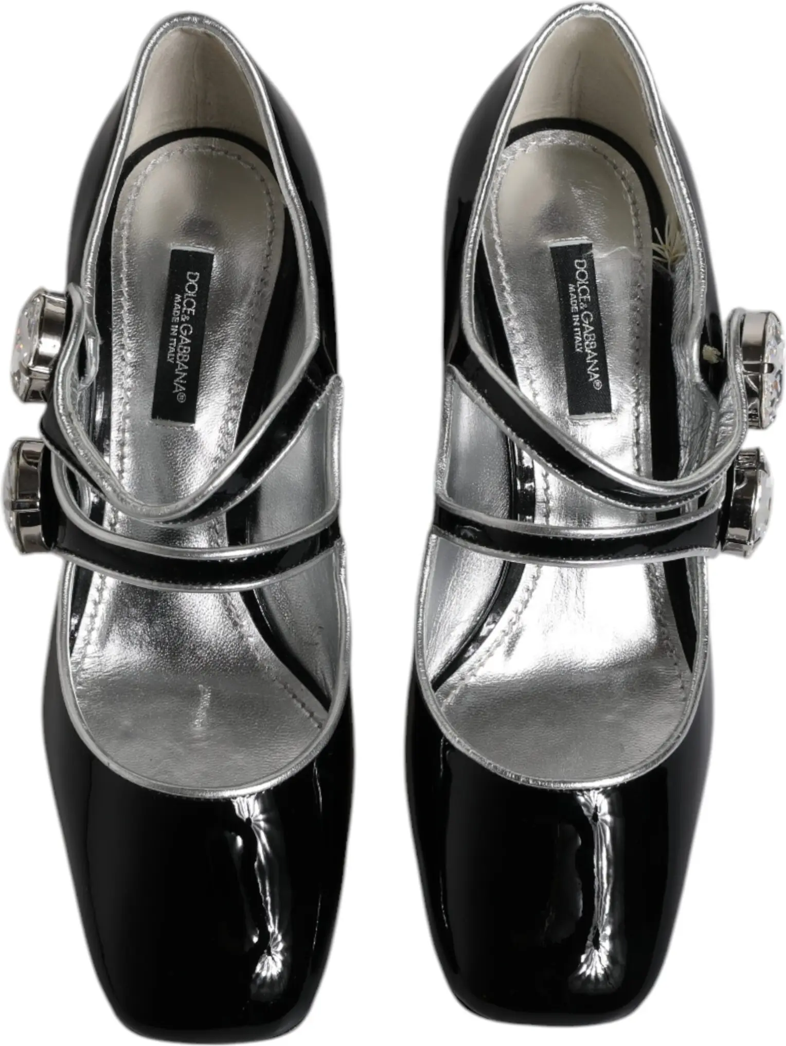 Dolce & Gabbana patent charmdori kristalli Mary Jane tuflilari Qora