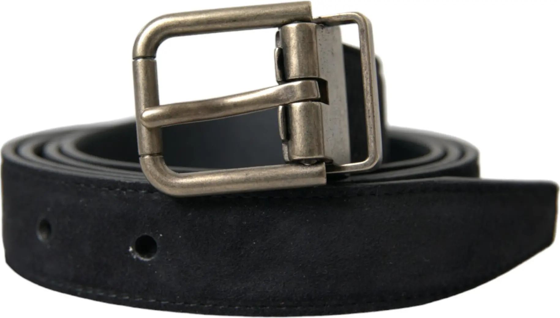 Belt Dolce & Gabbana Black Goat Leather Antique Metal Buckle Belt