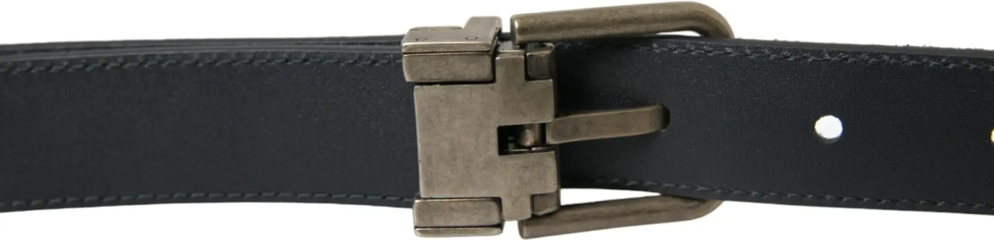Belt Dolce & Gabbana Black Goat Leather Antique Metal Buckle Belt