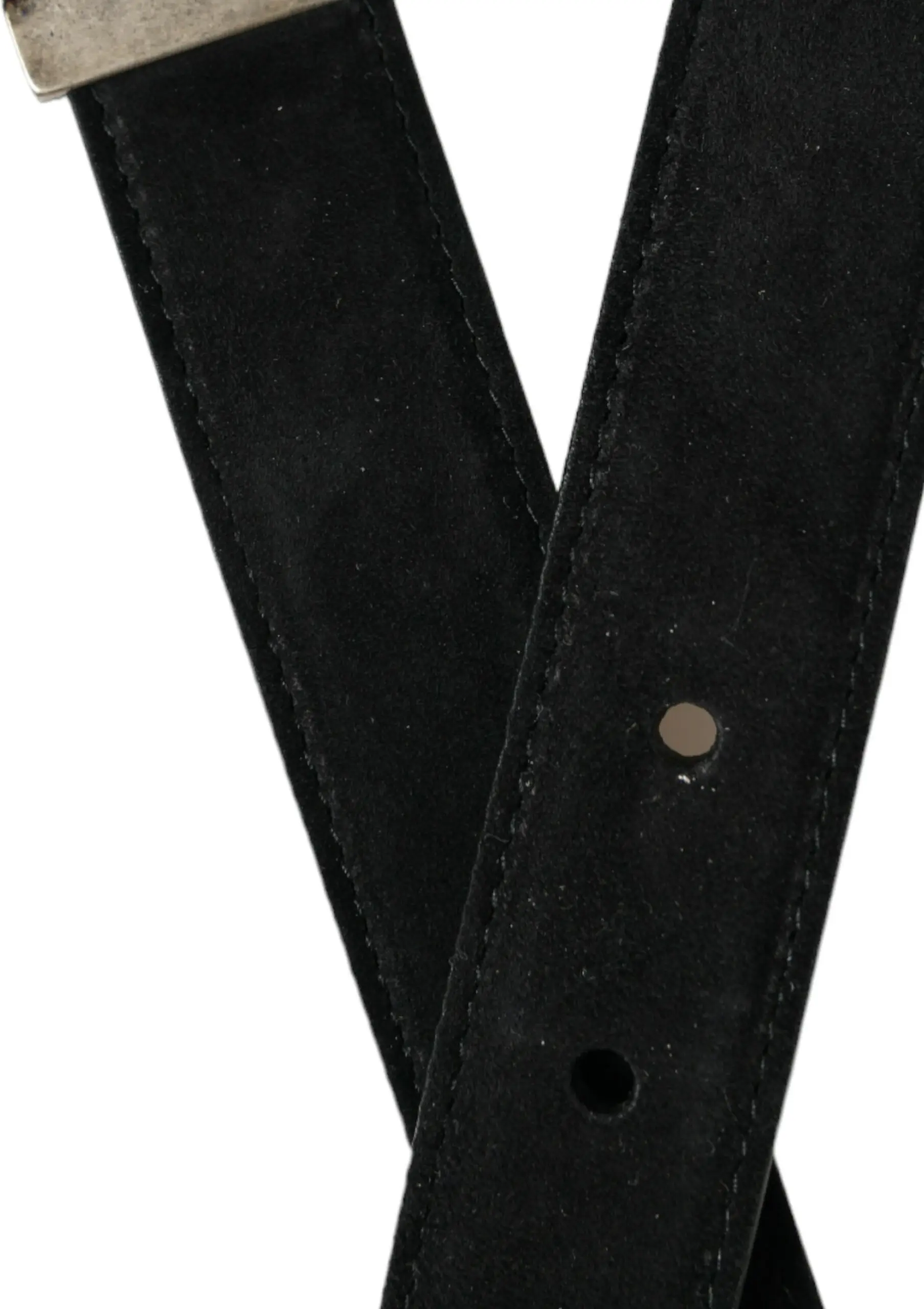 Belt Dolce & Gabbana Black Goat Leather Antique Metal Buckle Belt