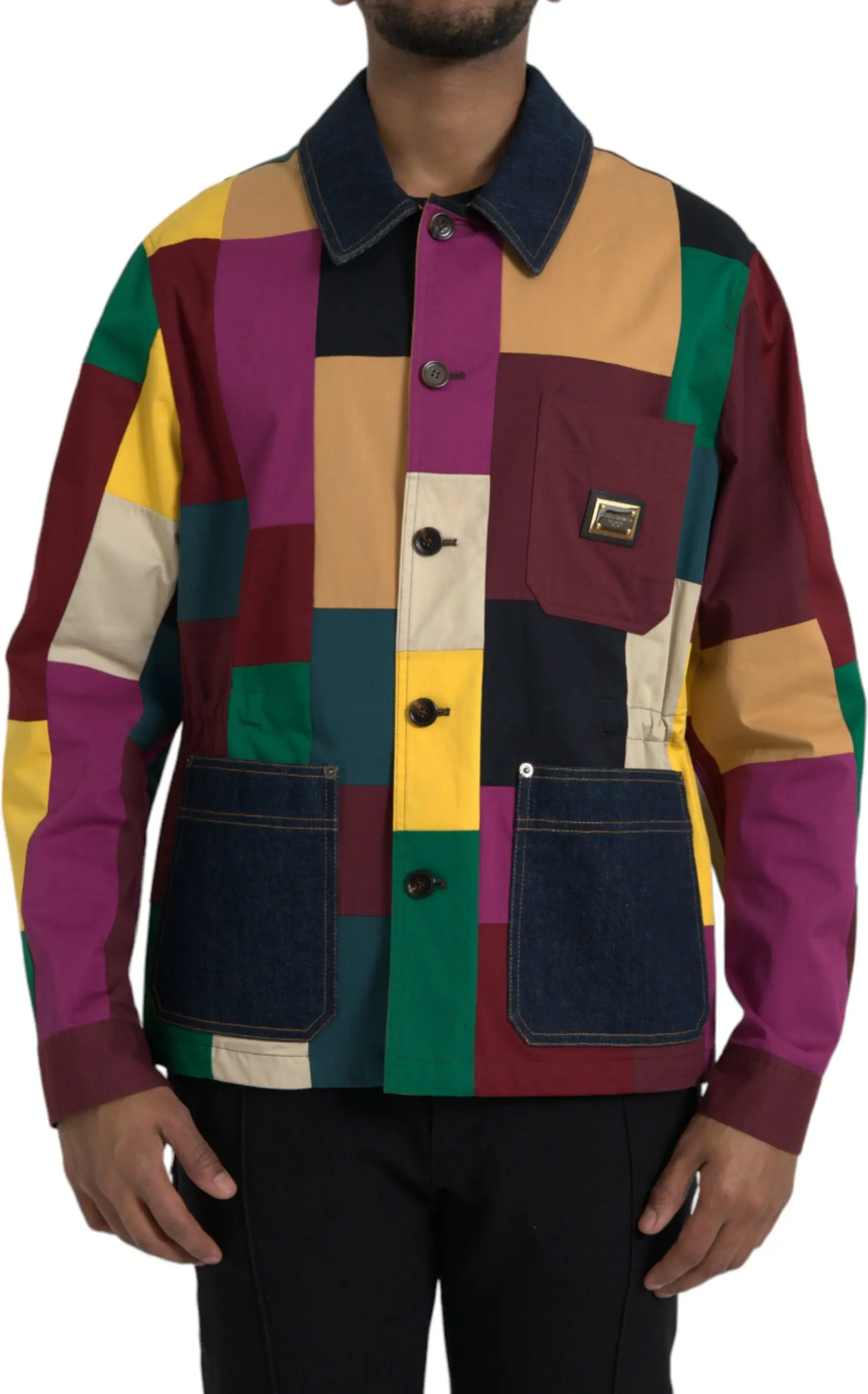 Jacket Dolce & Gabbana Multicolor Patchwork Cotton Collared