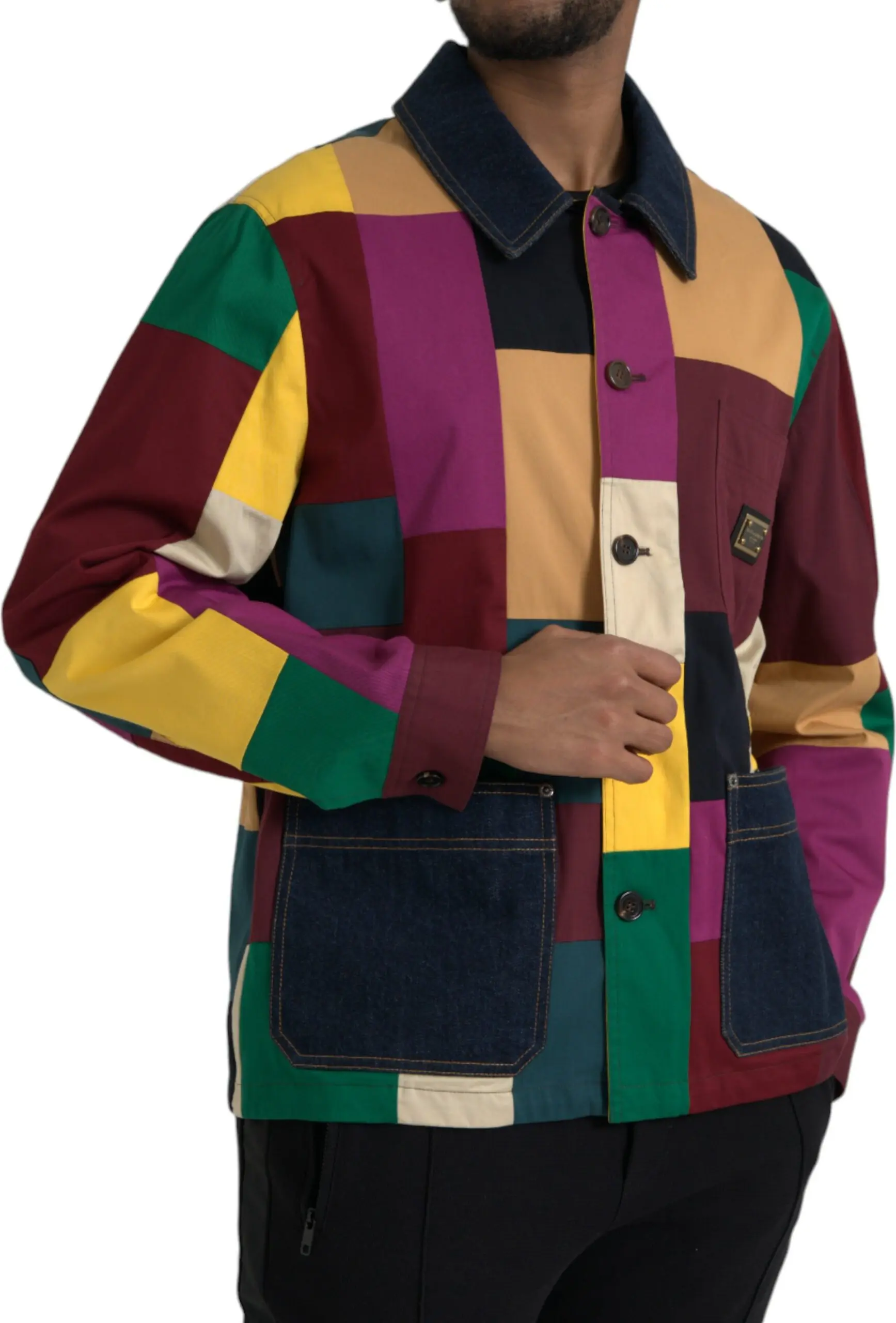 Jacket Dolce & Gabbana Multicolor Patchwork Cotton Collared