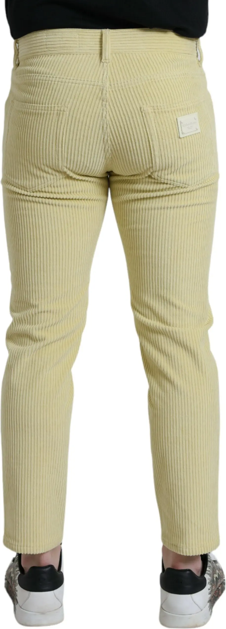 Jeans Dolce & Gabbana Yellow Corduroy Logo Plaque Skinny Denim