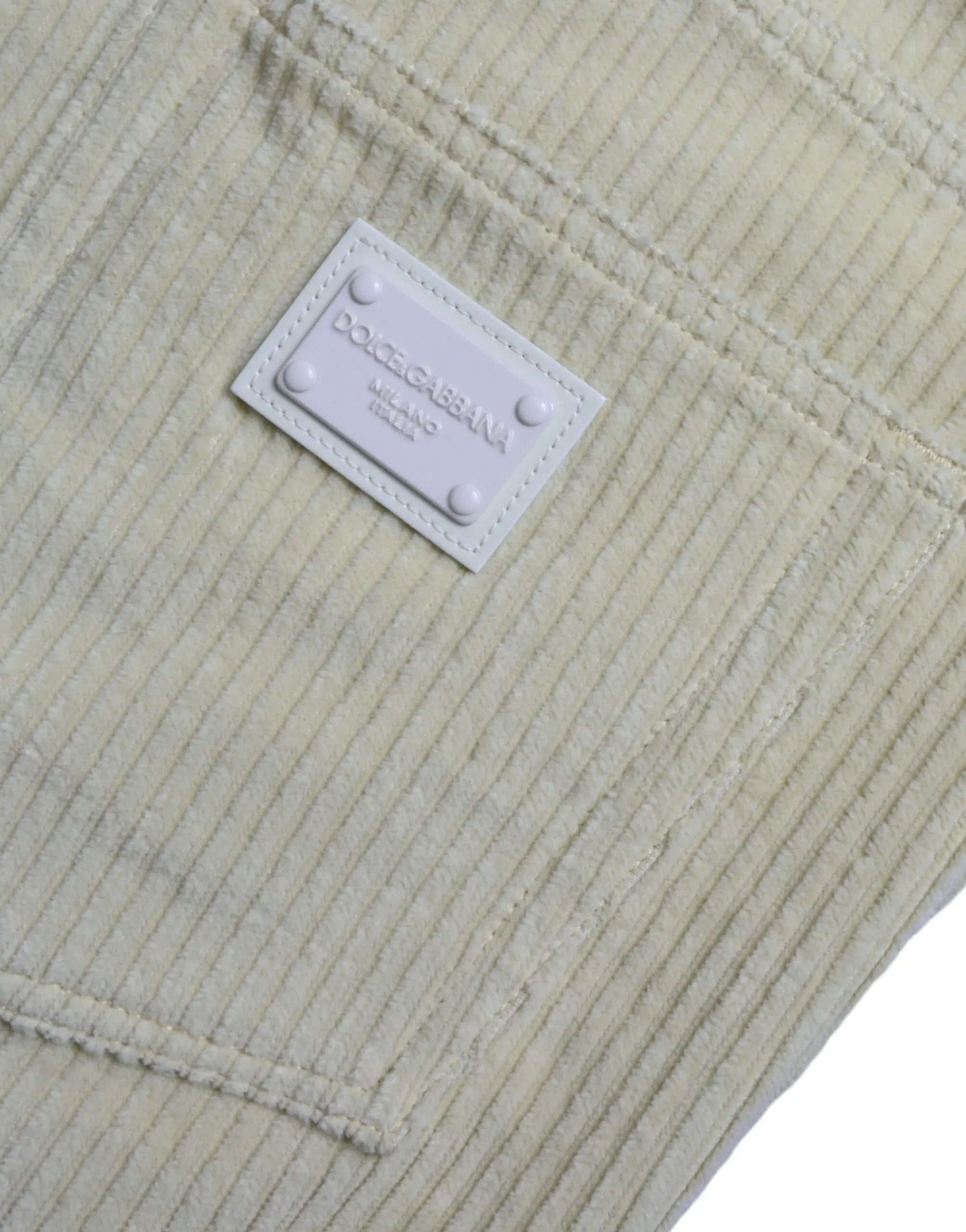 Jeans Dolce & Gabbana Yellow Corduroy Logo Plaque Skinny Denim