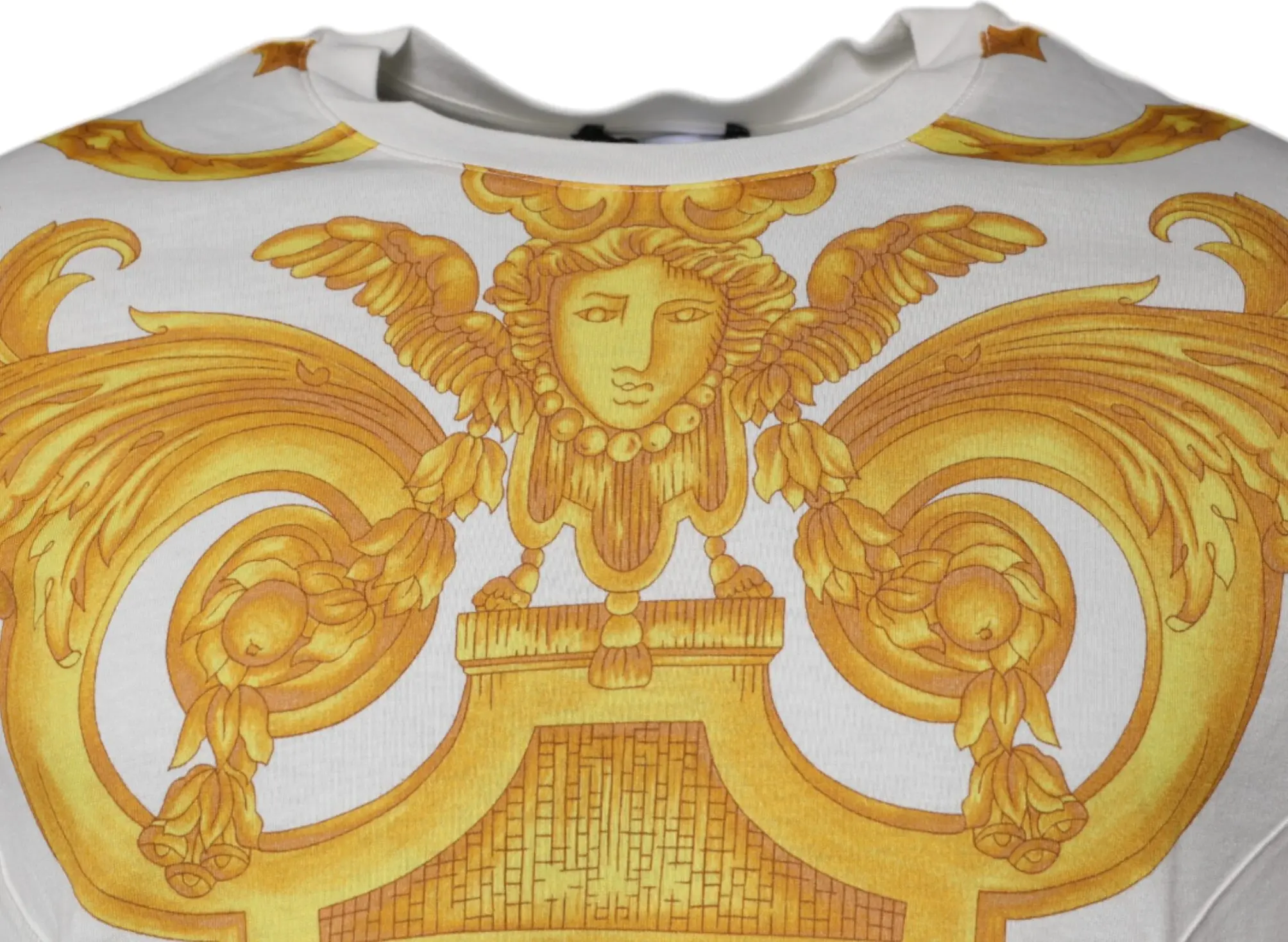 Versace Medusa print ekipaj bo'yinli oq futbolka
