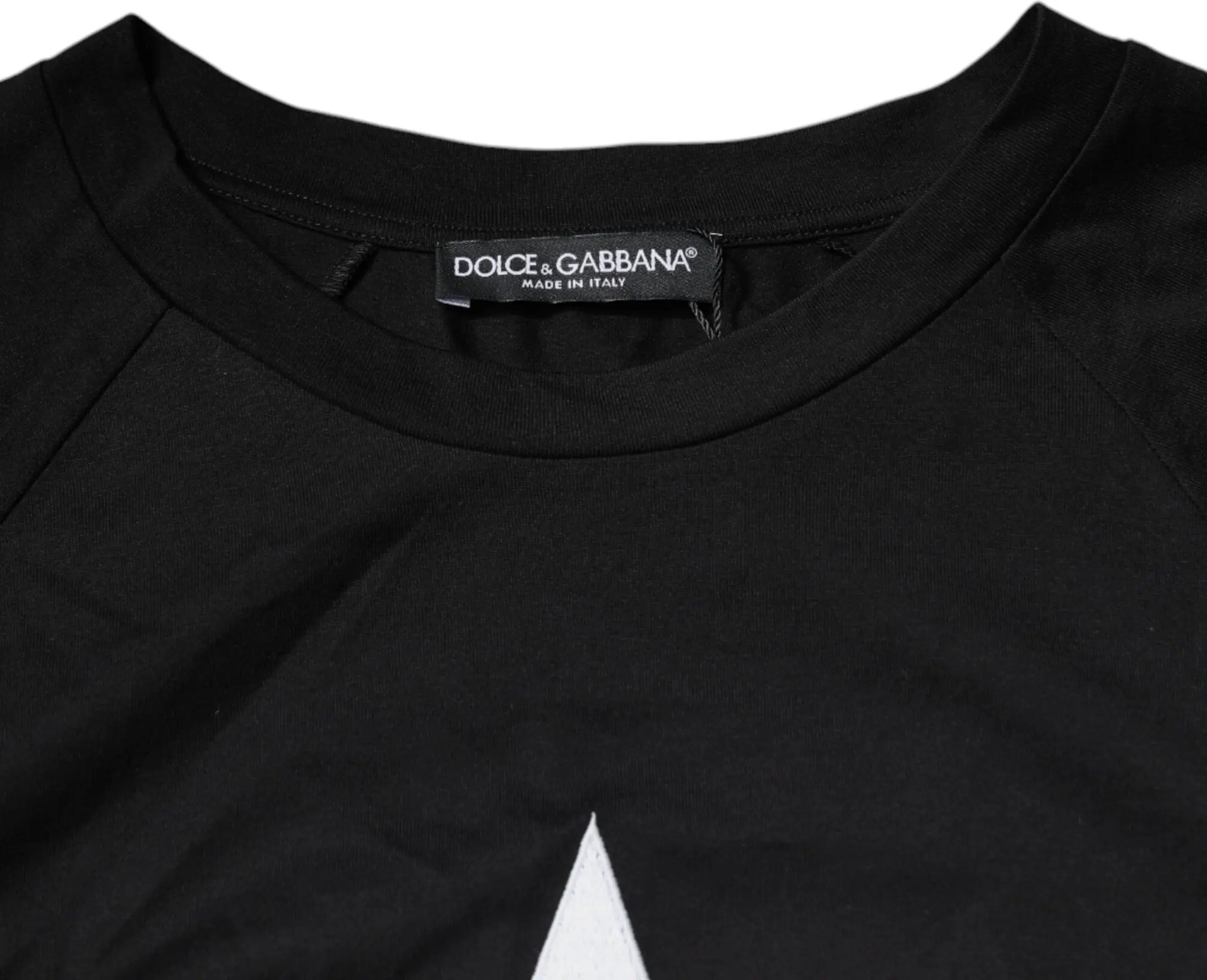 T-shirt Dolce & Gabbana Black Logo Print Cotton Crew Neck