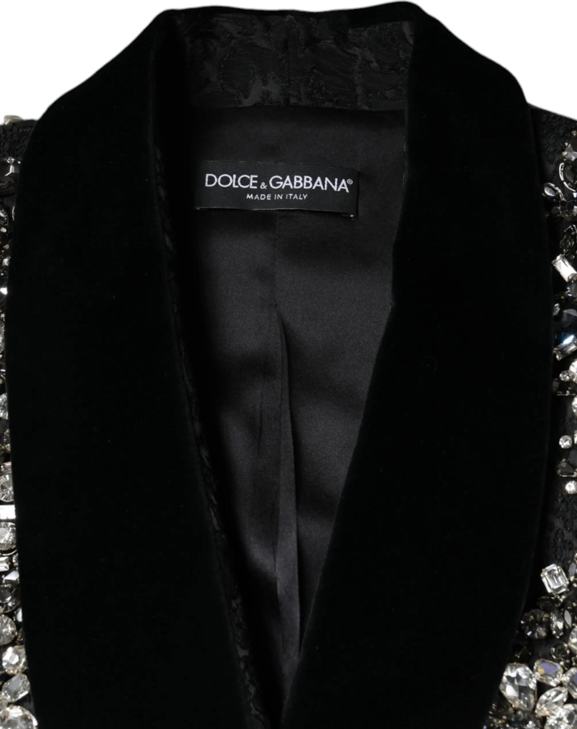 Жакет Блейзер Dolce & Gabbana Черный Жаккард Кристальные Цветы