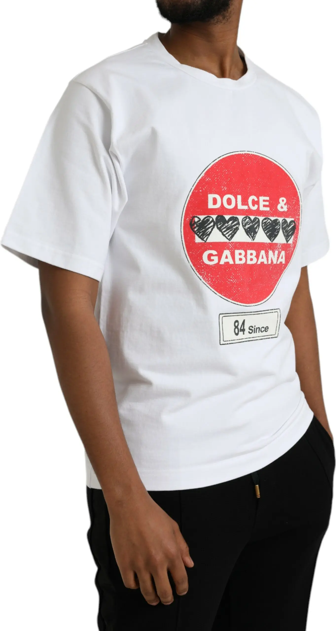 T-shirt Dolce & Gabbana White Amor Heart Cotton Crewneck Short Sleeve