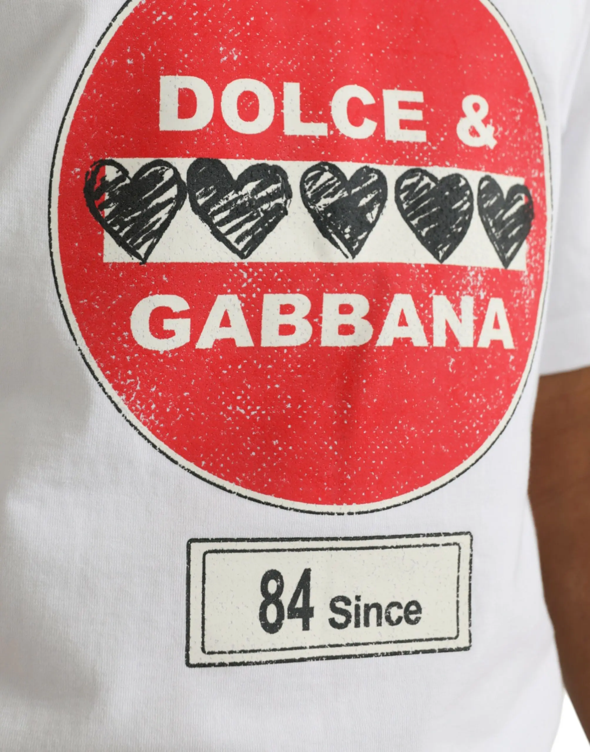 T-shirt Dolce & Gabbana White Amor Heart Cotton Crewneck Short Sleeve
