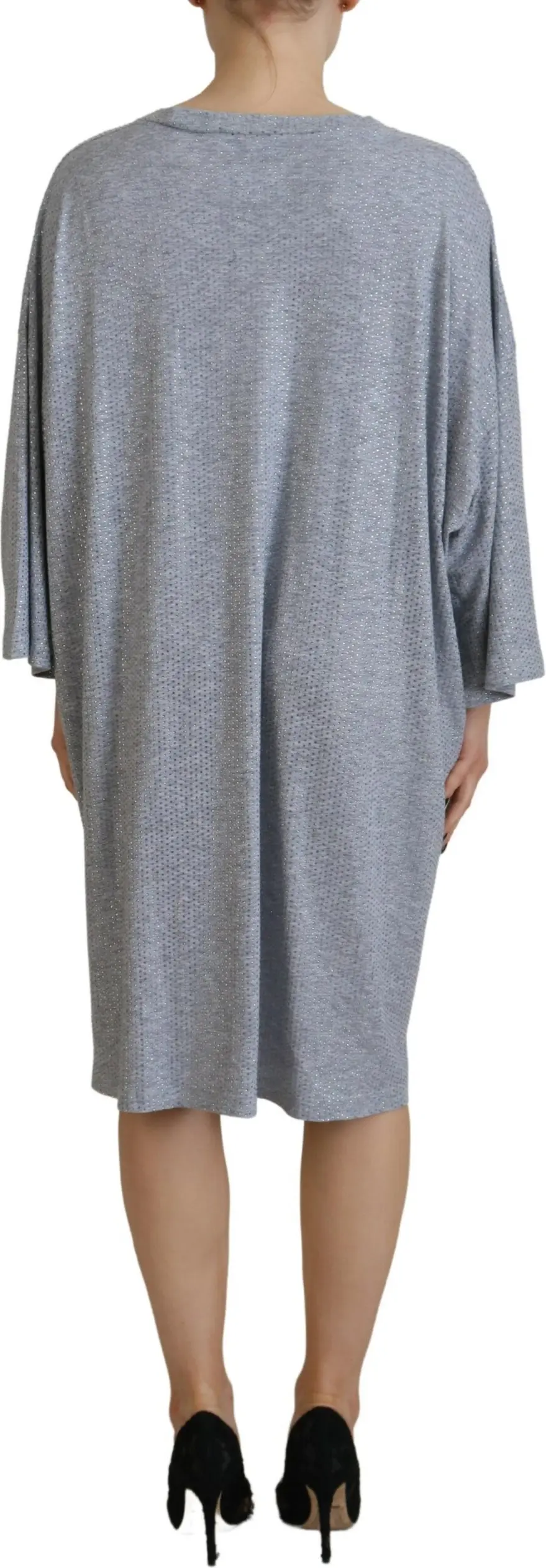 Dress Dsquared2 Gray Crystal Embellished Cotton Long Sleeves