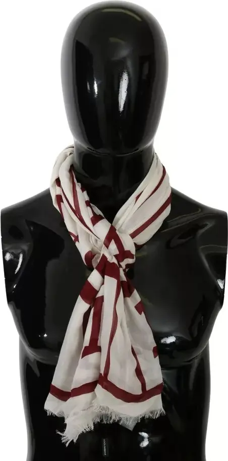 Sharf Dolce & Gabbana Oq Qizil Gulchambarli Shawl Modal