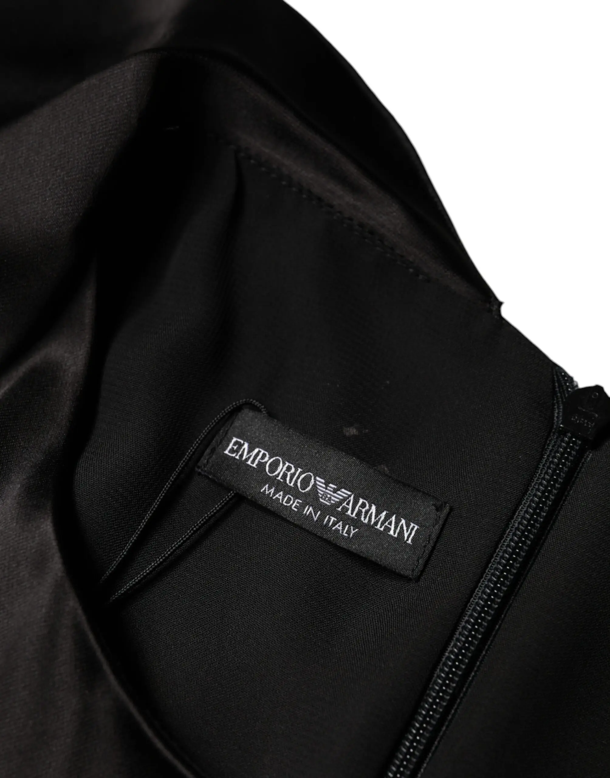 Armani Emporio qora ipak uzun yengli o'ralgan mini ko'ylak