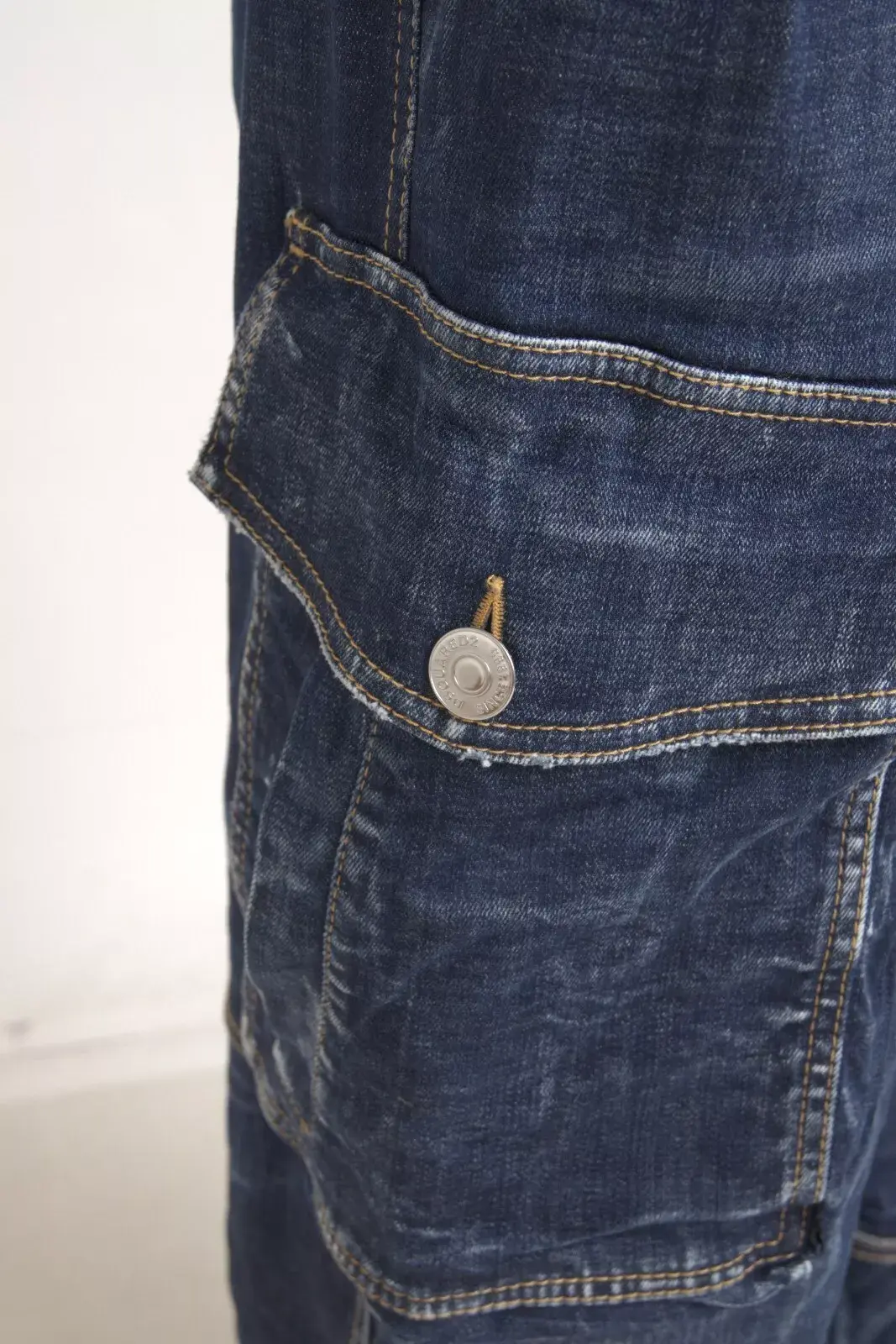 Blue High Waist Cotton Cargo Baggy Denim Jeans Dsquared2