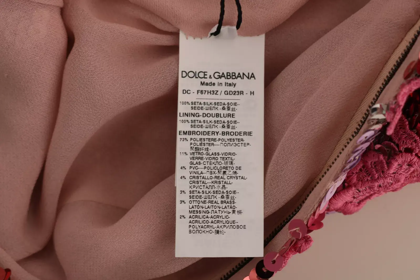 Dress Dolce & Gabbana Pink Floral Sequined Crystal Gown