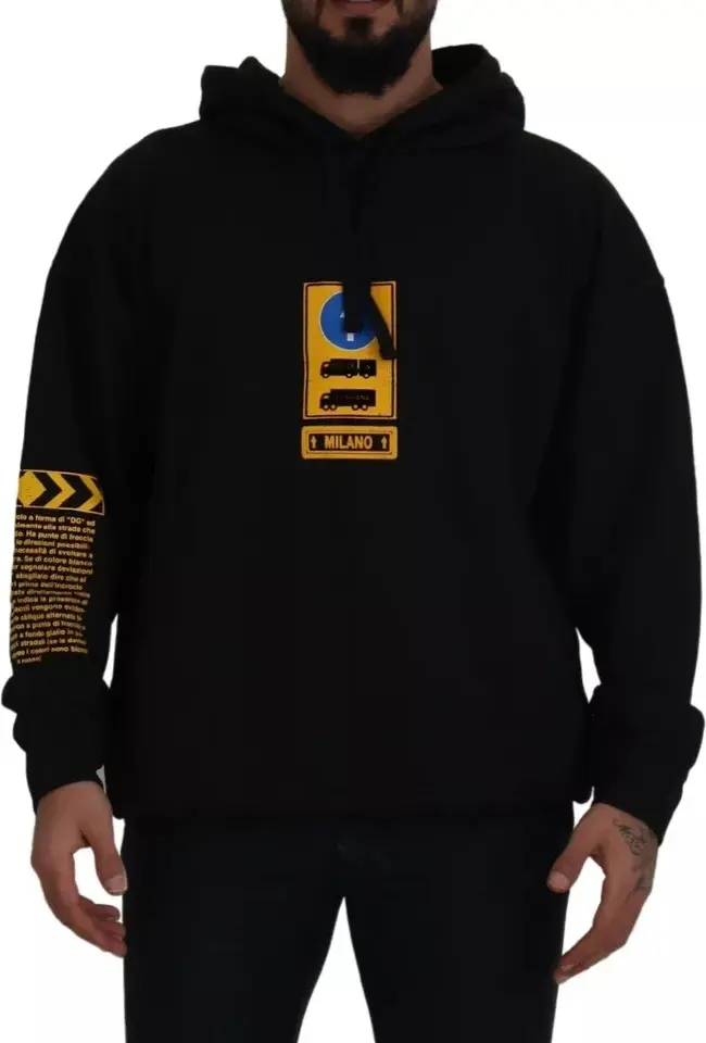 Qora paxta logotipli hoodie sviter