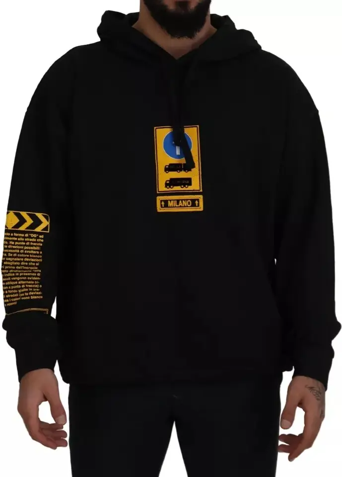 Qora paxta logotipli hoodie sviter