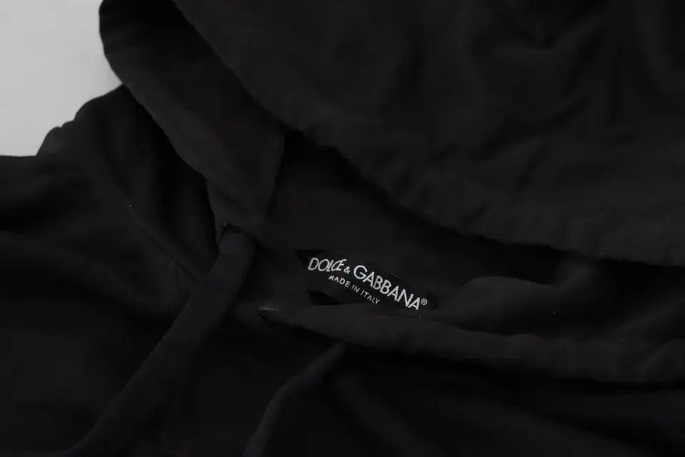 Qora paxta logotipli hoodie sviter