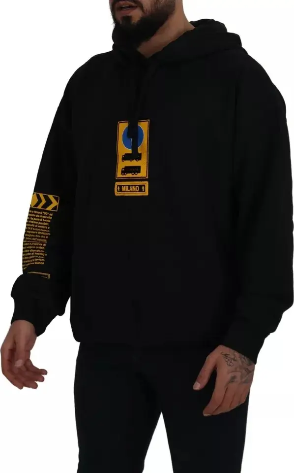 Qora paxta logotipli hoodie sviter