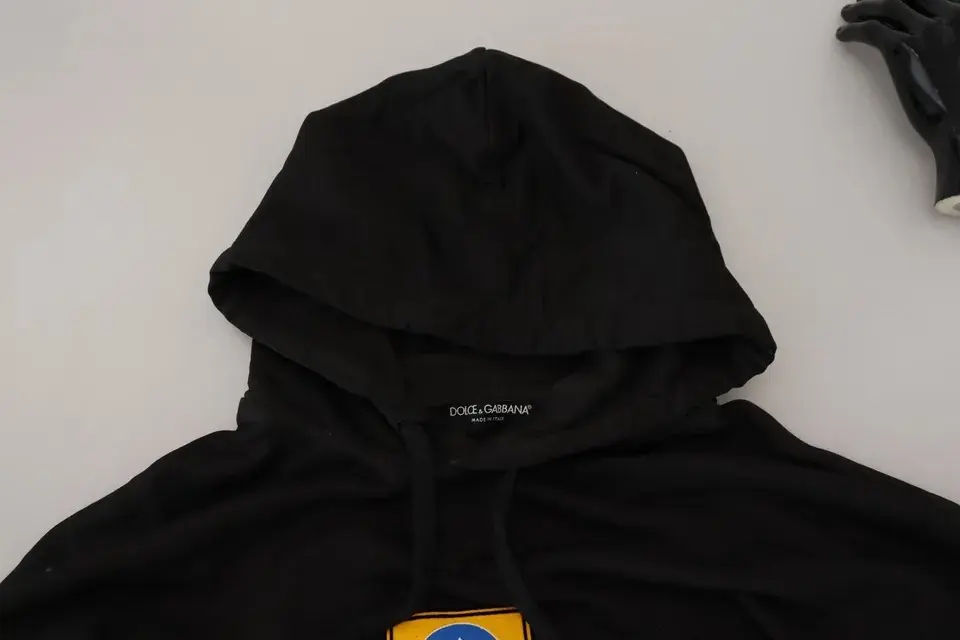 Qora paxta logotipli hoodie sviter