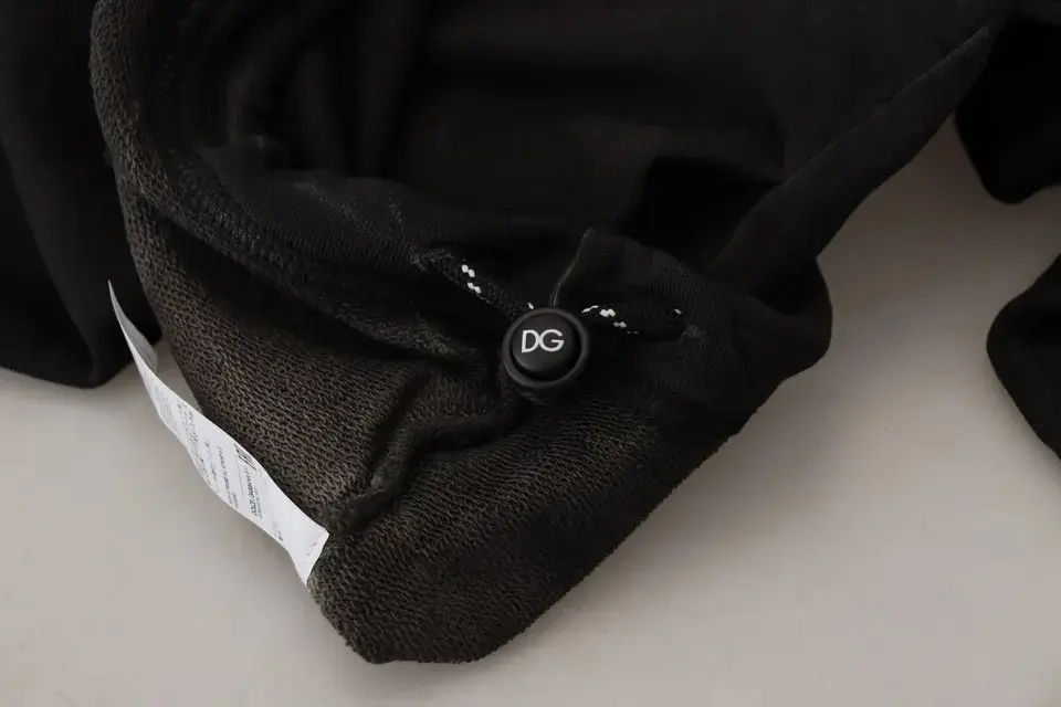 Qora paxta logotipli hoodie sviter