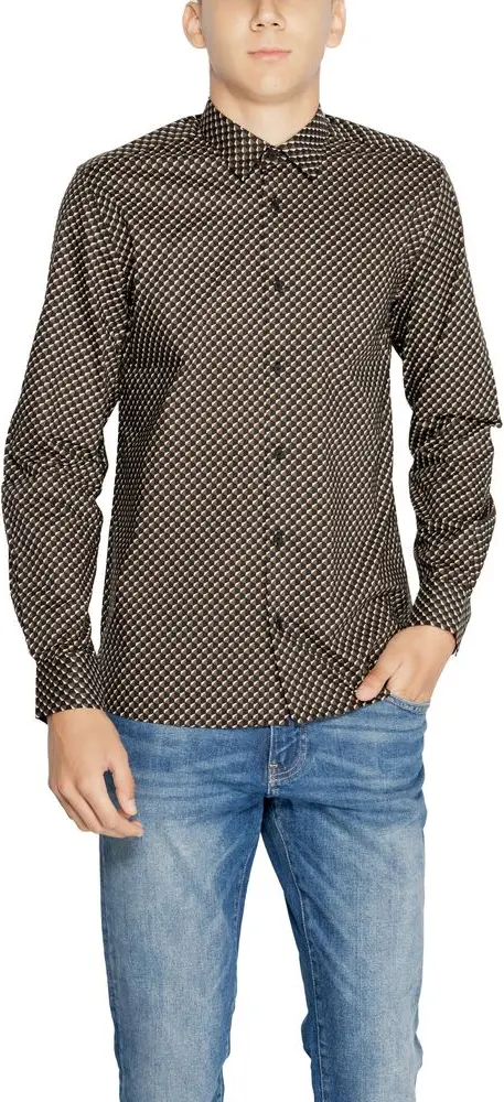 Brown Cotton Pattern Shirt Antony Morato