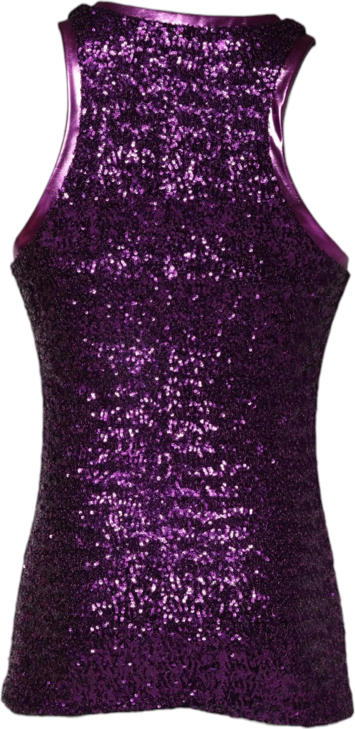 Purple Sequin Round Neck Sleeveless T-shirt Dolce & Gabbana