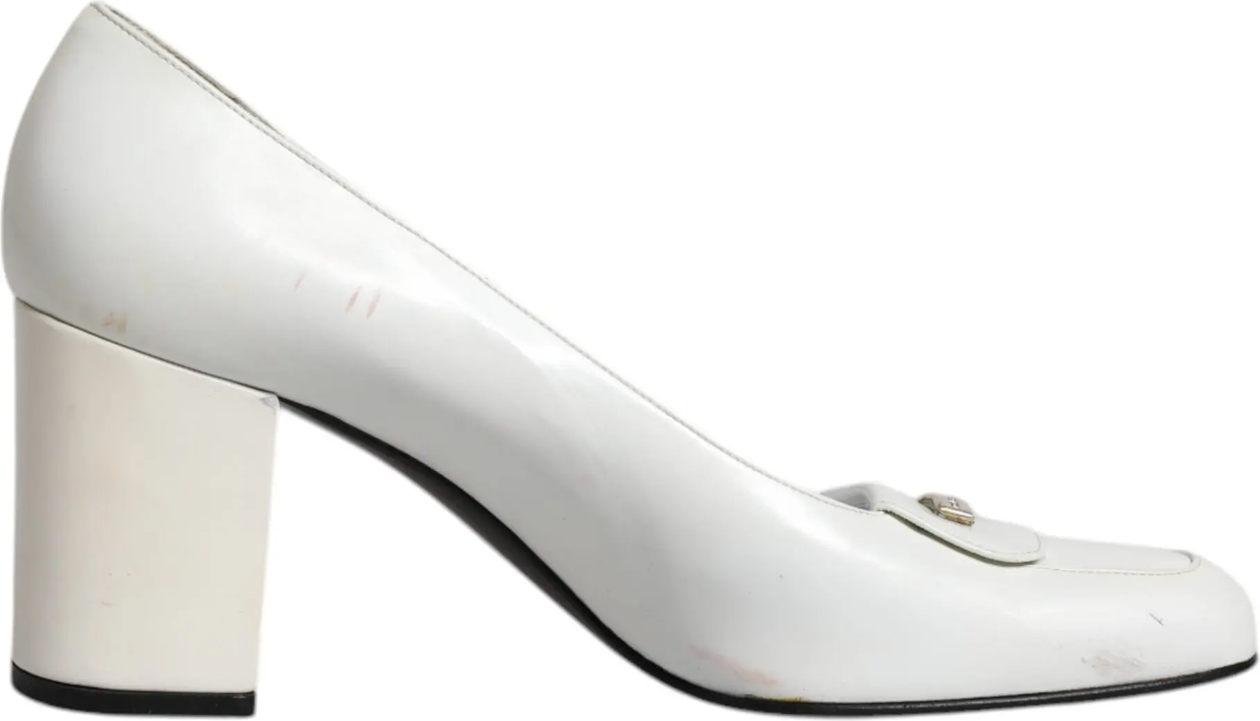 Shoes Dolce & Gabbana White Leather Block Heels Pumps