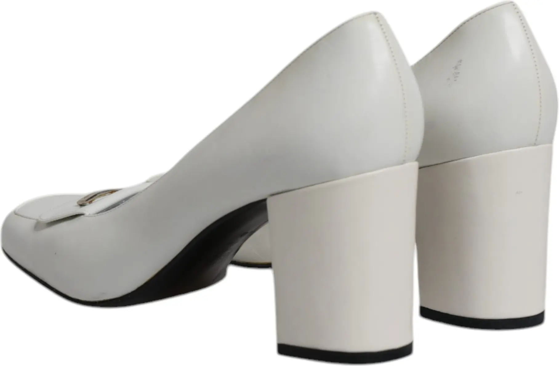 Shoes Dolce & Gabbana White Leather Block Heels Pumps