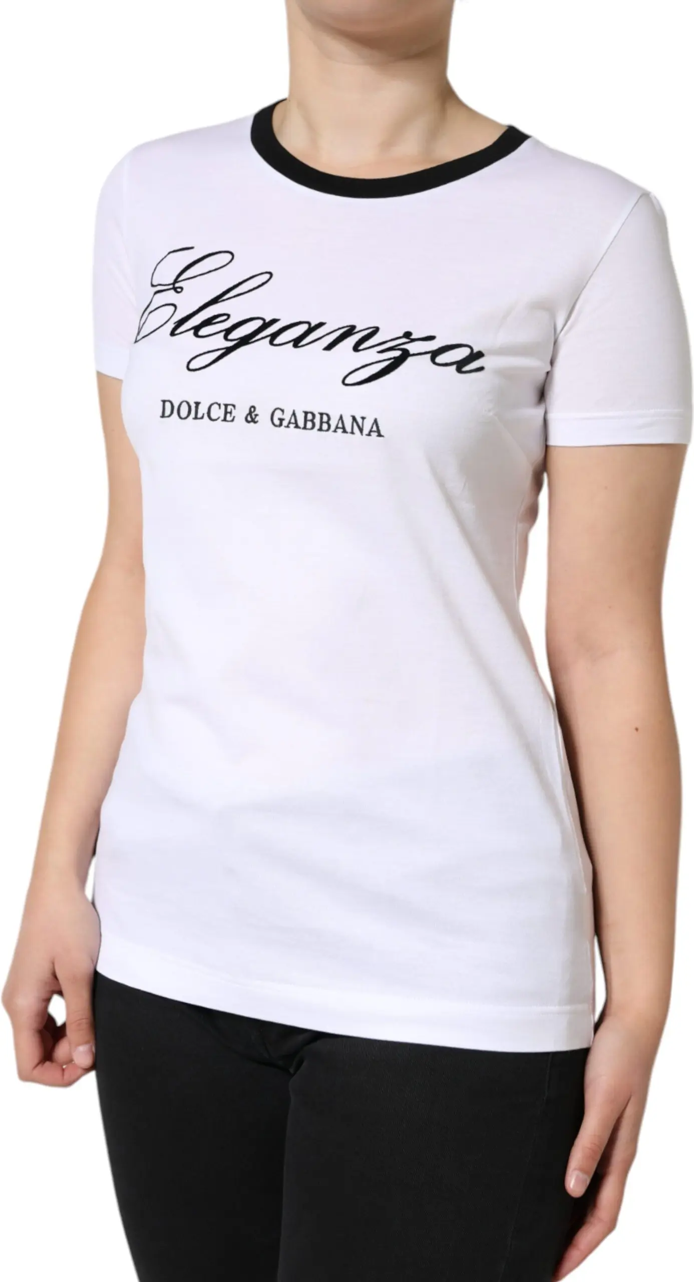Белая футболка Dolce & Gabbana с коротким рукавом и принтом Eleganza