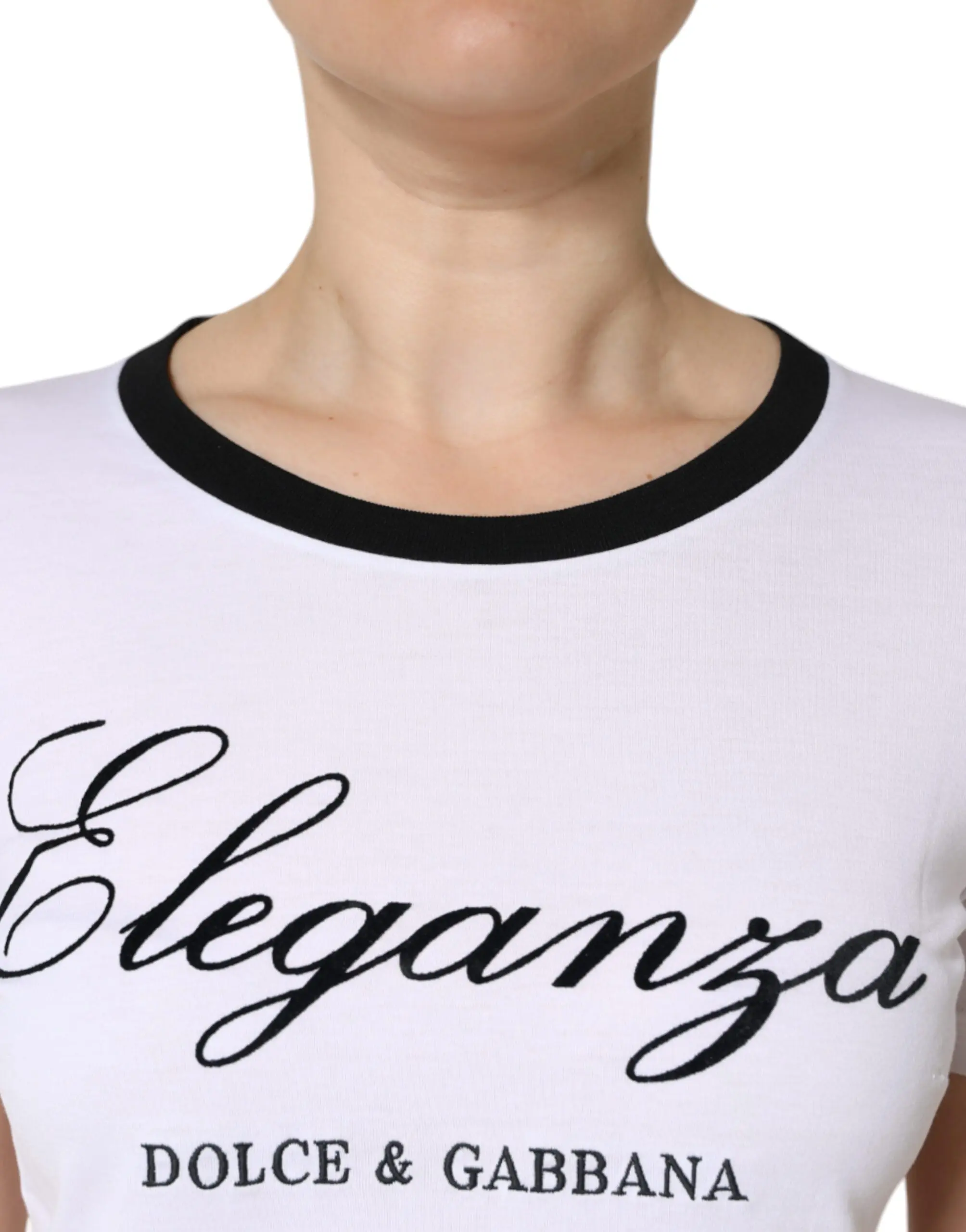 Белая футболка Dolce & Gabbana с коротким рукавом и принтом Eleganza