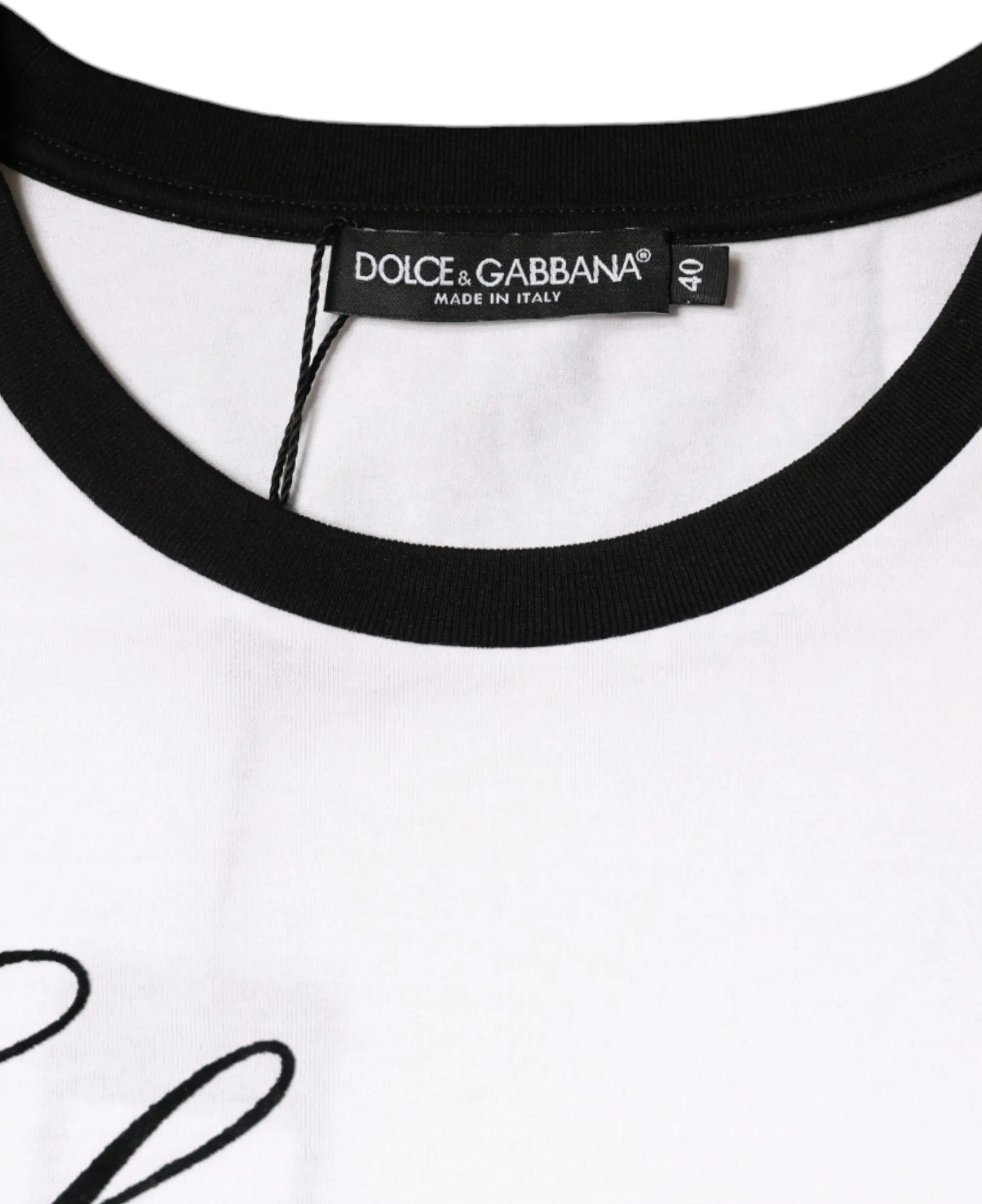 Белая футболка Dolce & Gabbana с коротким рукавом и принтом Eleganza