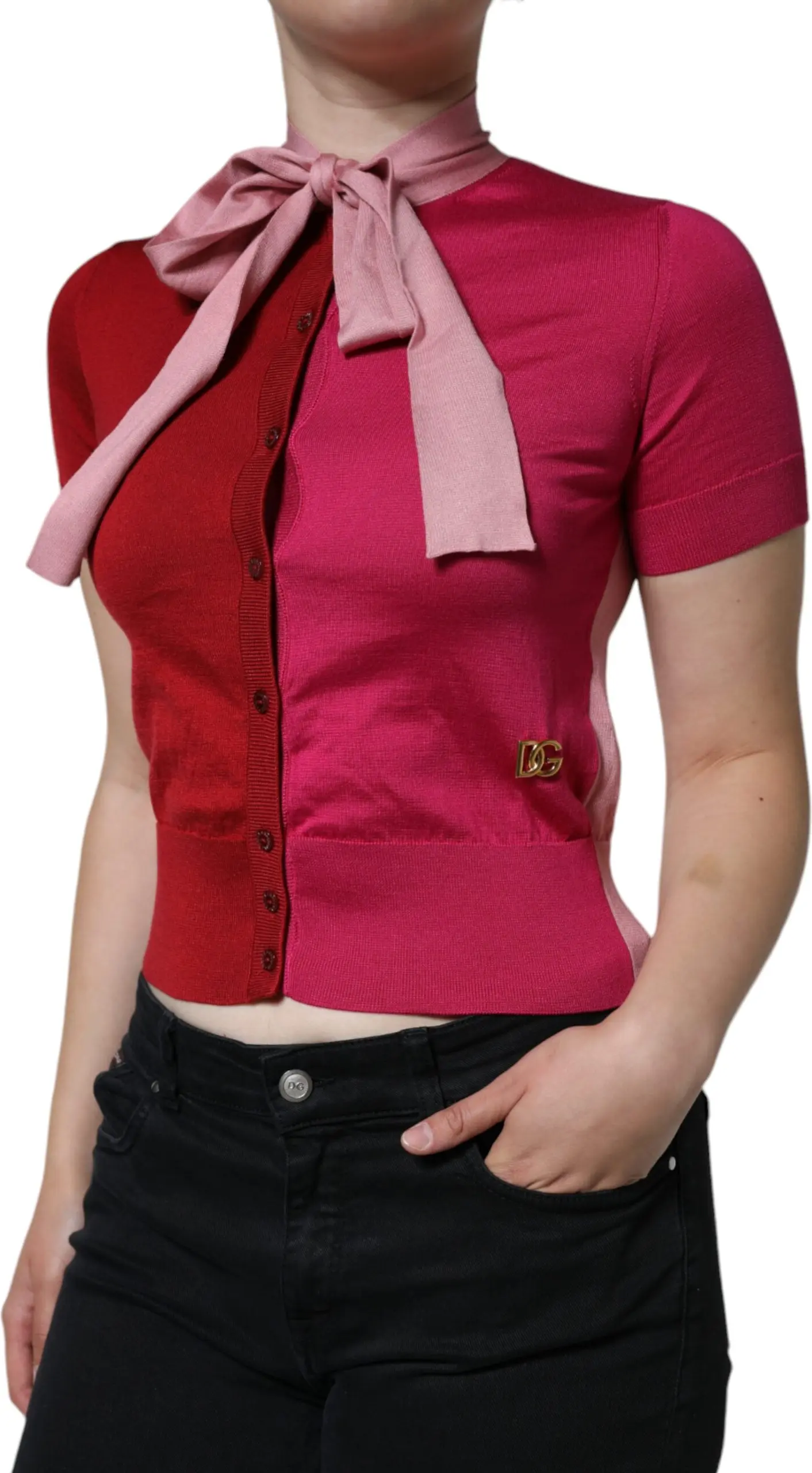 Pink Short Sleeves Pullover Top Dolce & Gabbana