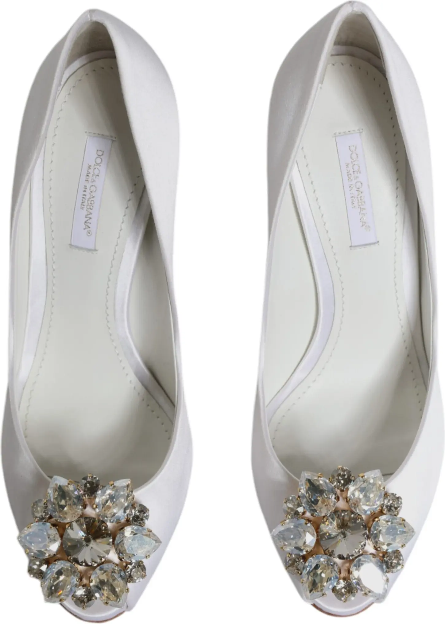 Dolce & Gabbana oq kristalli satin poyabzal