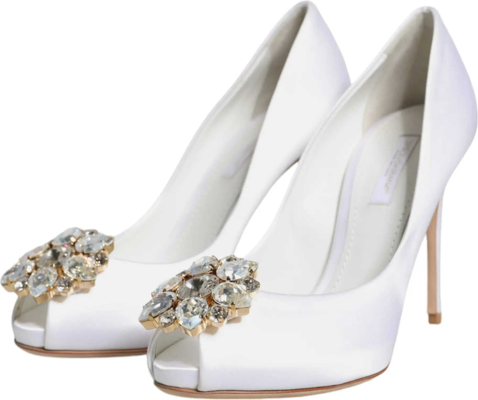 Dolce & Gabbana oq kristalli satin poyabzal