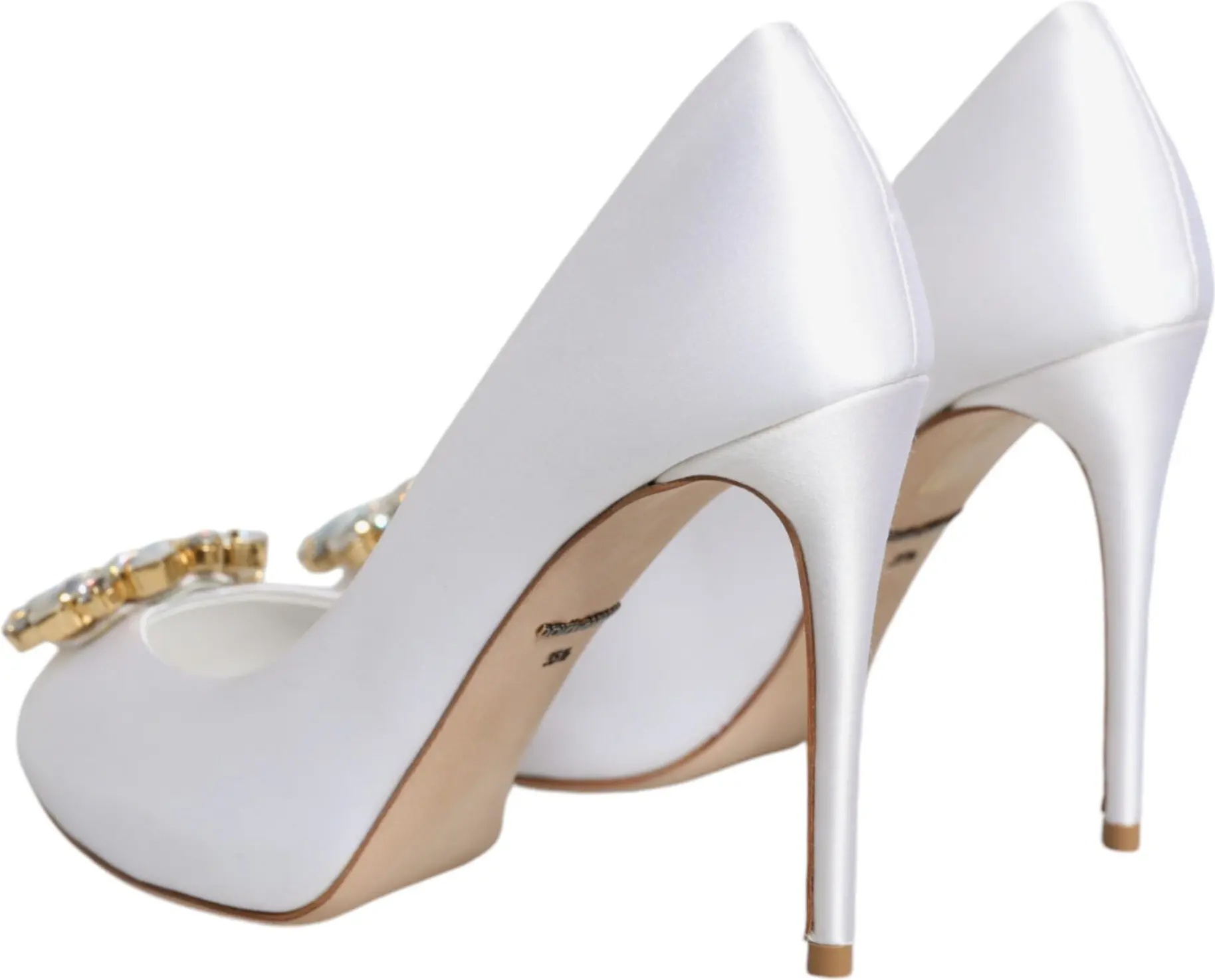 Dolce & Gabbana oq kristalli satin poyabzal