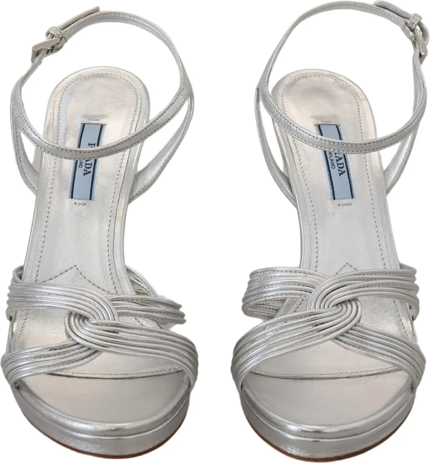 Sandals Prada Silver Leather