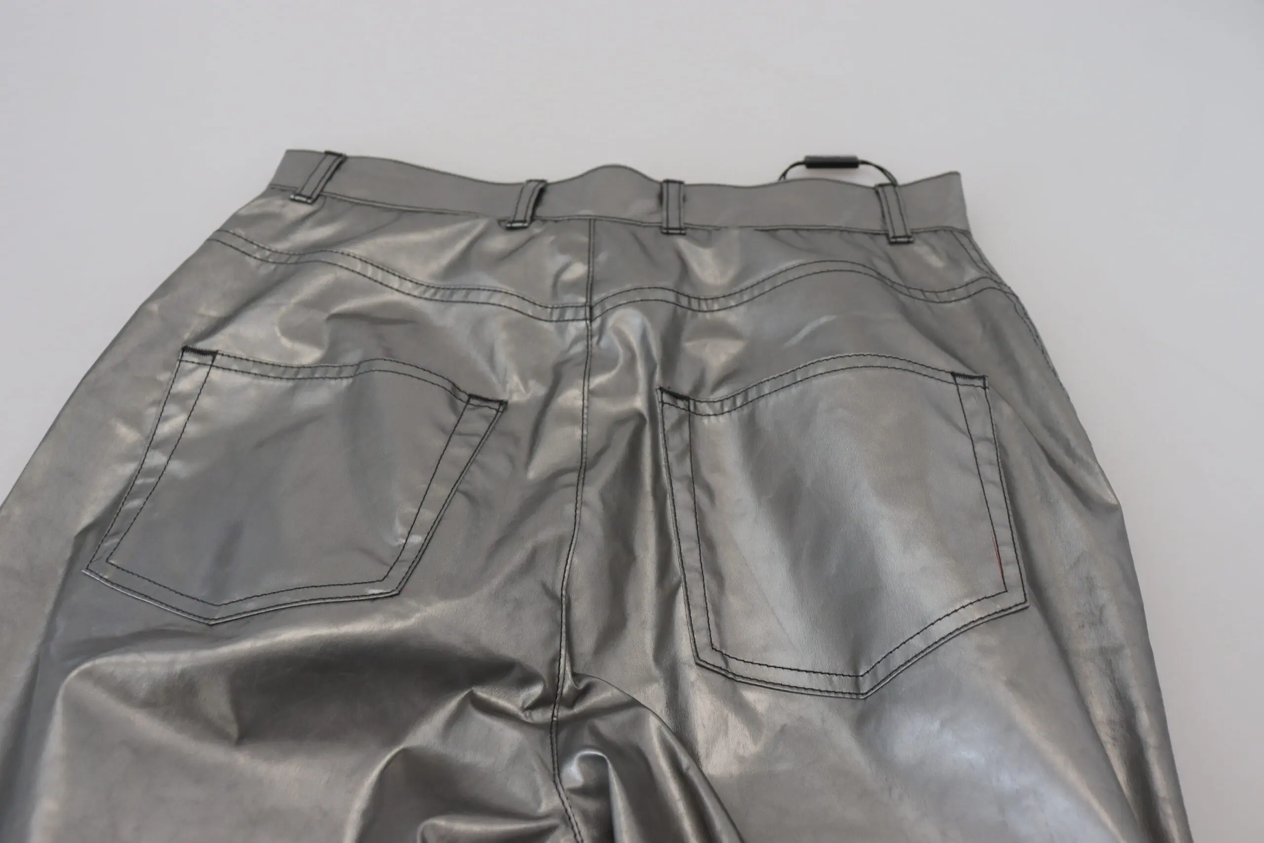 Metallic Silver High Waist Skinny Pants Dolce & Gabbana