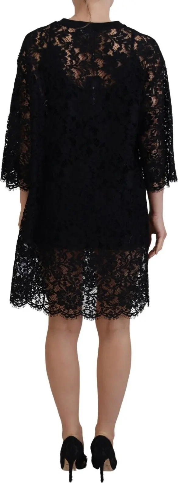 Черное платье-футляр Dolce & Gabbana с цветочным кружевом
