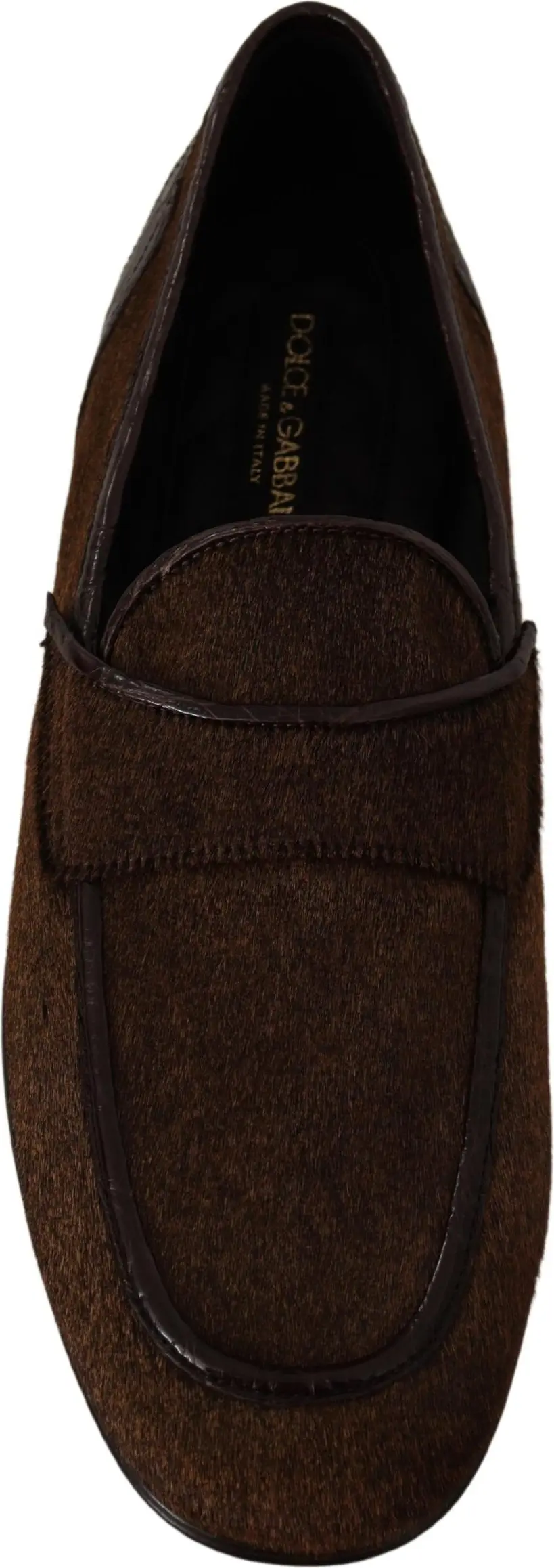 Shoes Dress Loafers Brown Leather Slip Shoes Dolce & Gabbana