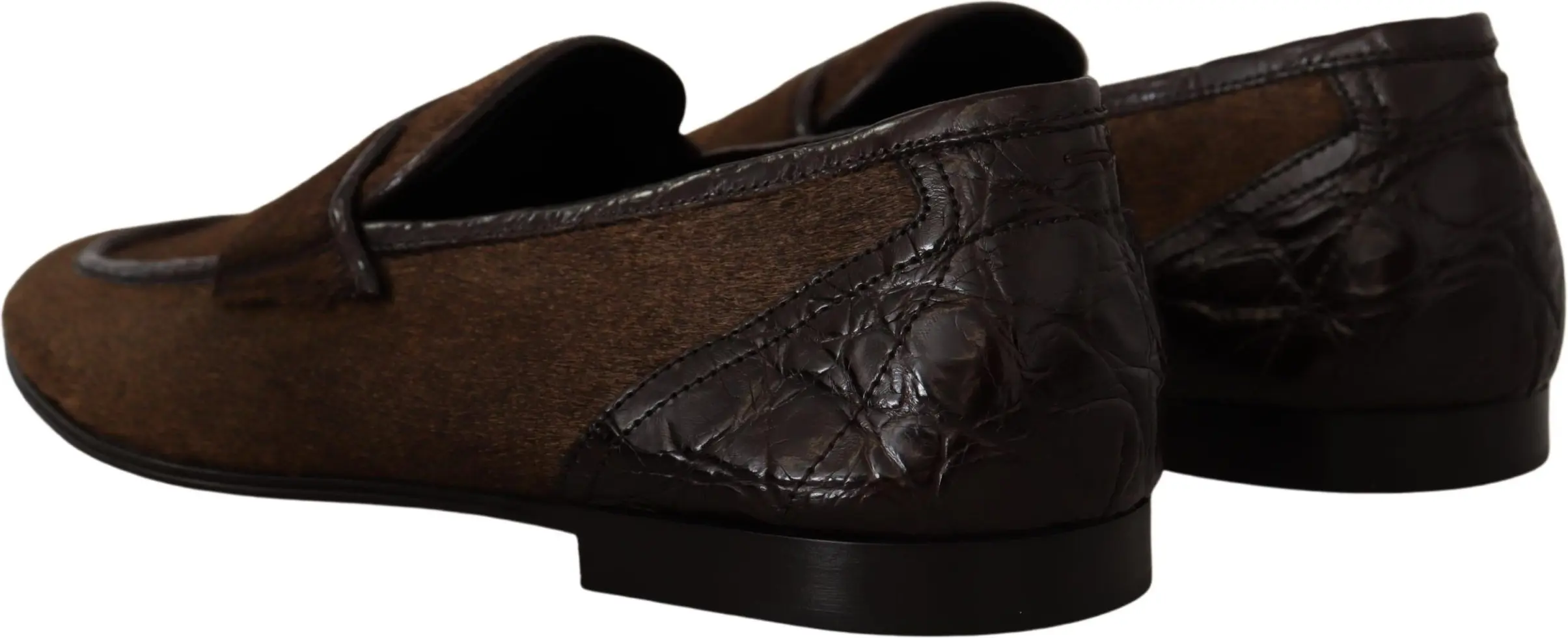 Shoes Dress Loafers Brown Leather Slip Shoes Dolce & Gabbana