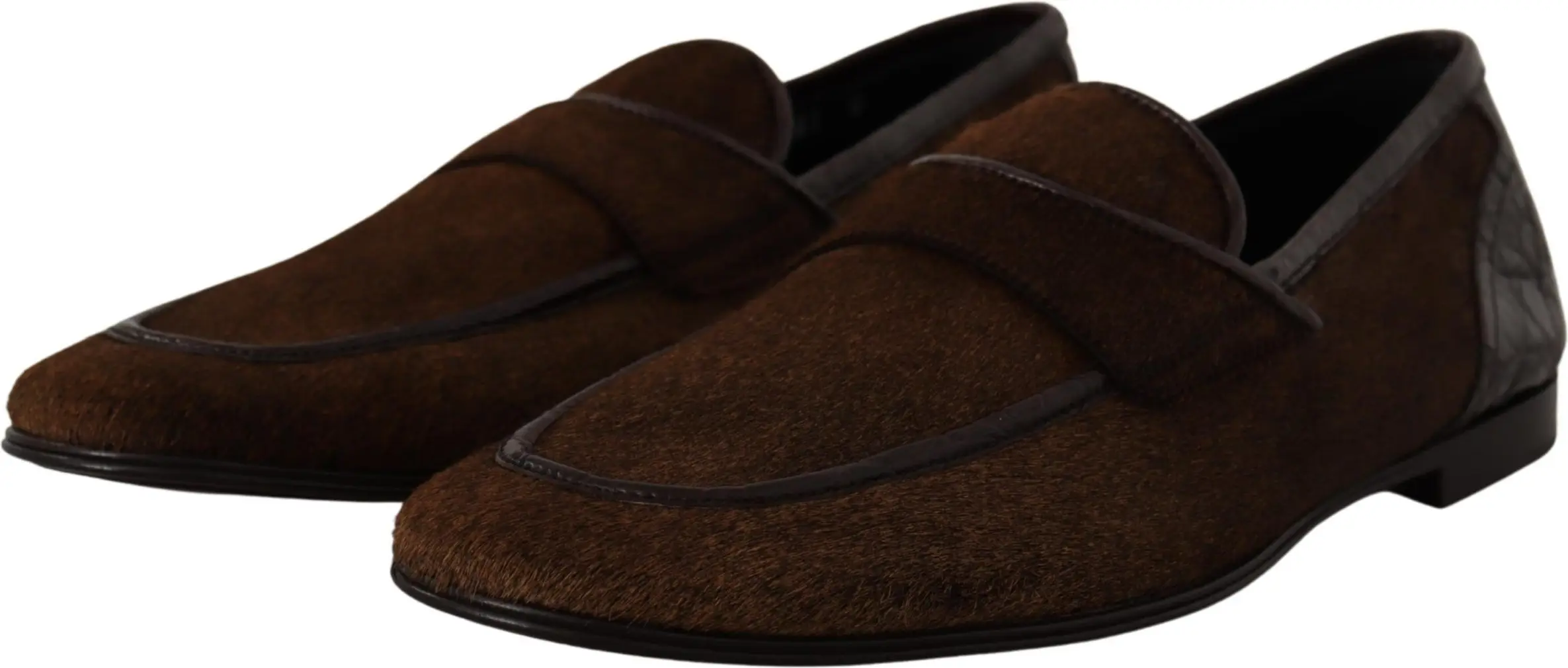Shoes Dress Loafers Brown Leather Slip Shoes Dolce & Gabbana