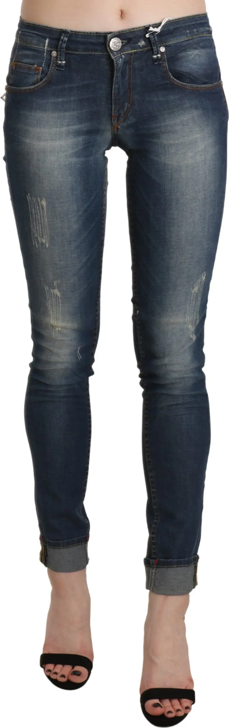 Blue Washed Low Waist Skinny Cropped Denim Trouser Yacht