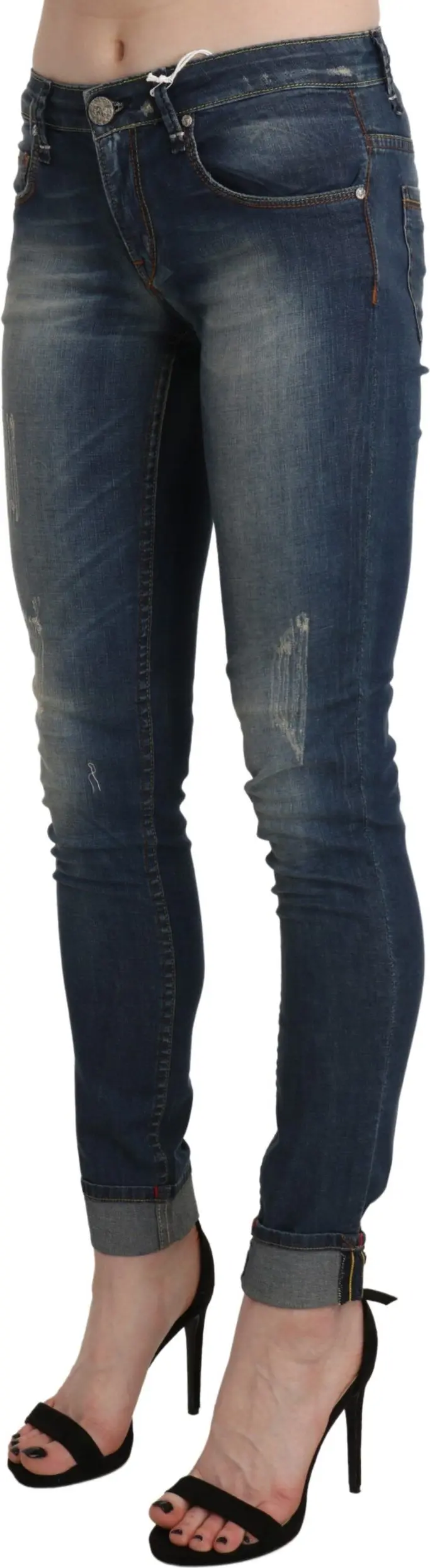 Blue Washed Low Waist Skinny Cropped Denim Trouser Yacht