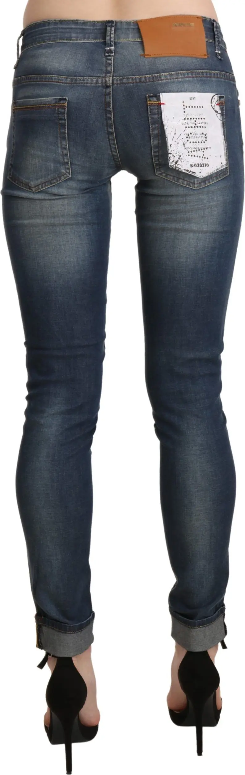 Blue Washed Low Waist Skinny Cropped Denim Trouser Yacht