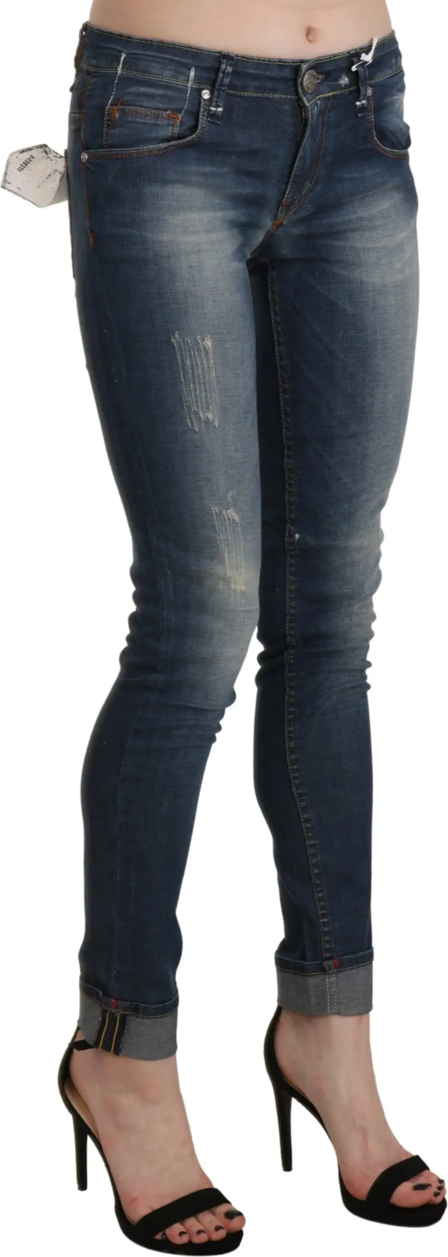 Blue Washed Low Waist Skinny Cropped Denim Trouser Yacht