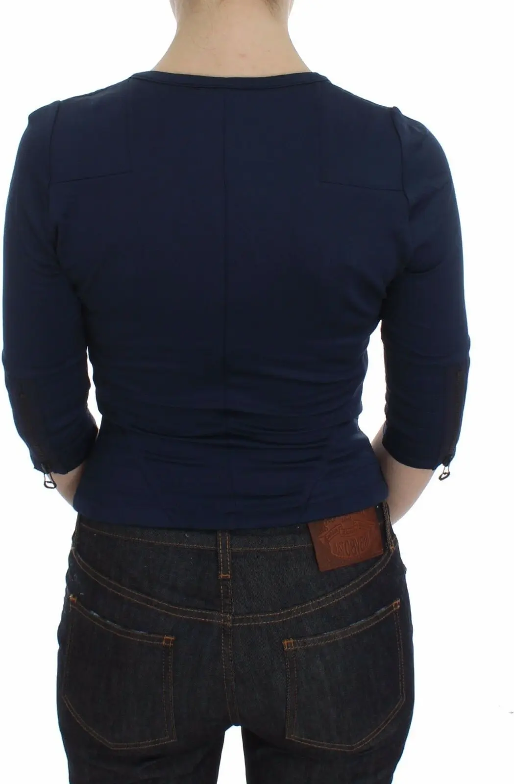 Sweater Exte Ko'k Paxta Kiyim Ziperli Chuqur Davraga Bo'yniga